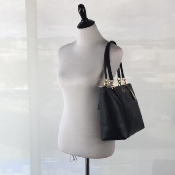 NEW Coach Ava Tote In Crossgrain Leather Handbag Black F57526 - Picture 3 of 9